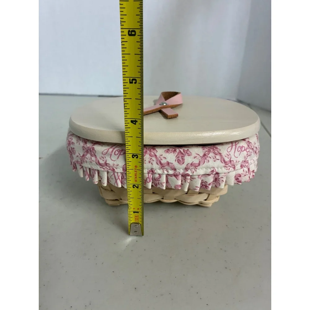 Longaberger Horizon of Hope Basket‎ Whitewash Wood Lid Pink Floral Liner